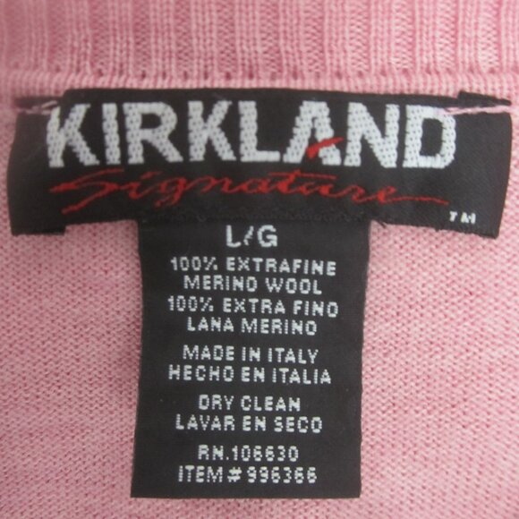 Kirkland Signature Womens L Heather Pink 100% Merino Wool V Neck Sweater Italy - Picture 3 of 11